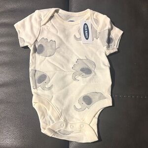 Old Navy Cream Elephant Print Onesie